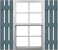 Vista 17 de Mid America - Persiana estándar de vinilo tipo revestimiento exterior de madera de 4 tablones de 14 pulgadas (1 par)