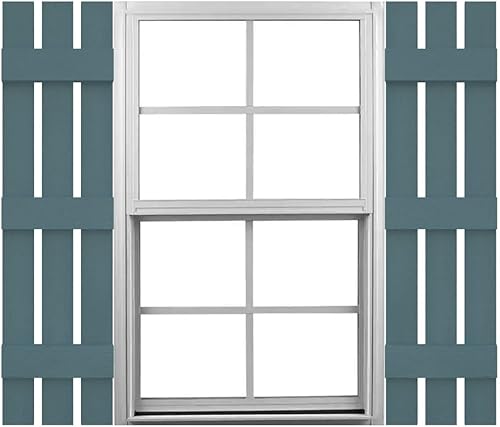 Vista 17 de Mid America - Persiana estándar de vinilo tipo revestimiento exterior de madera de 4 tablones de 14 pulgadas (1 par)