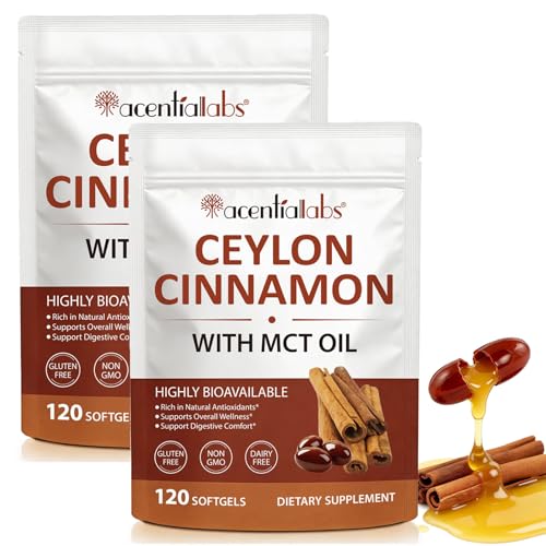 2 Bags Ceylon Cinnamon Softgels with MCT Oil Cinnamomum Verum Extract 600mg