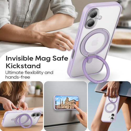Coque iPhone 17 Mag Safe lilas avec support rotatif antichoc - 7
