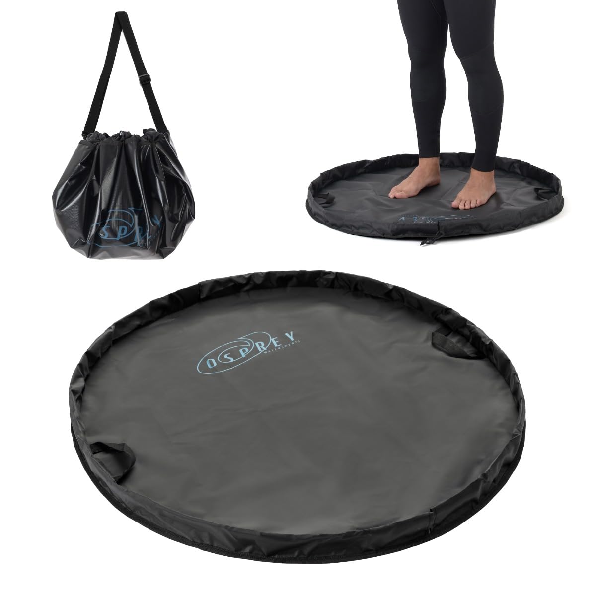 Osprey Wetsuit Wickelunterlage | wasserdichte Outdoor-Wickeltasche, tragbar, faltbar und wasserabweisend, Reisetasche, Schwarz, Einheitsgröße
