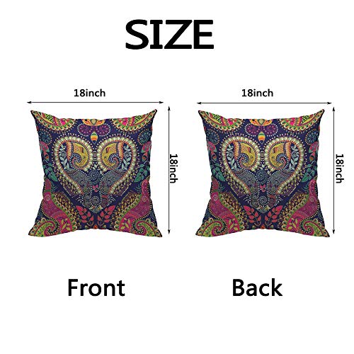 Hosnye TPC1818A69 Colorful Paisley Cotton Linen Throw Pillow Case Horns thumb #1