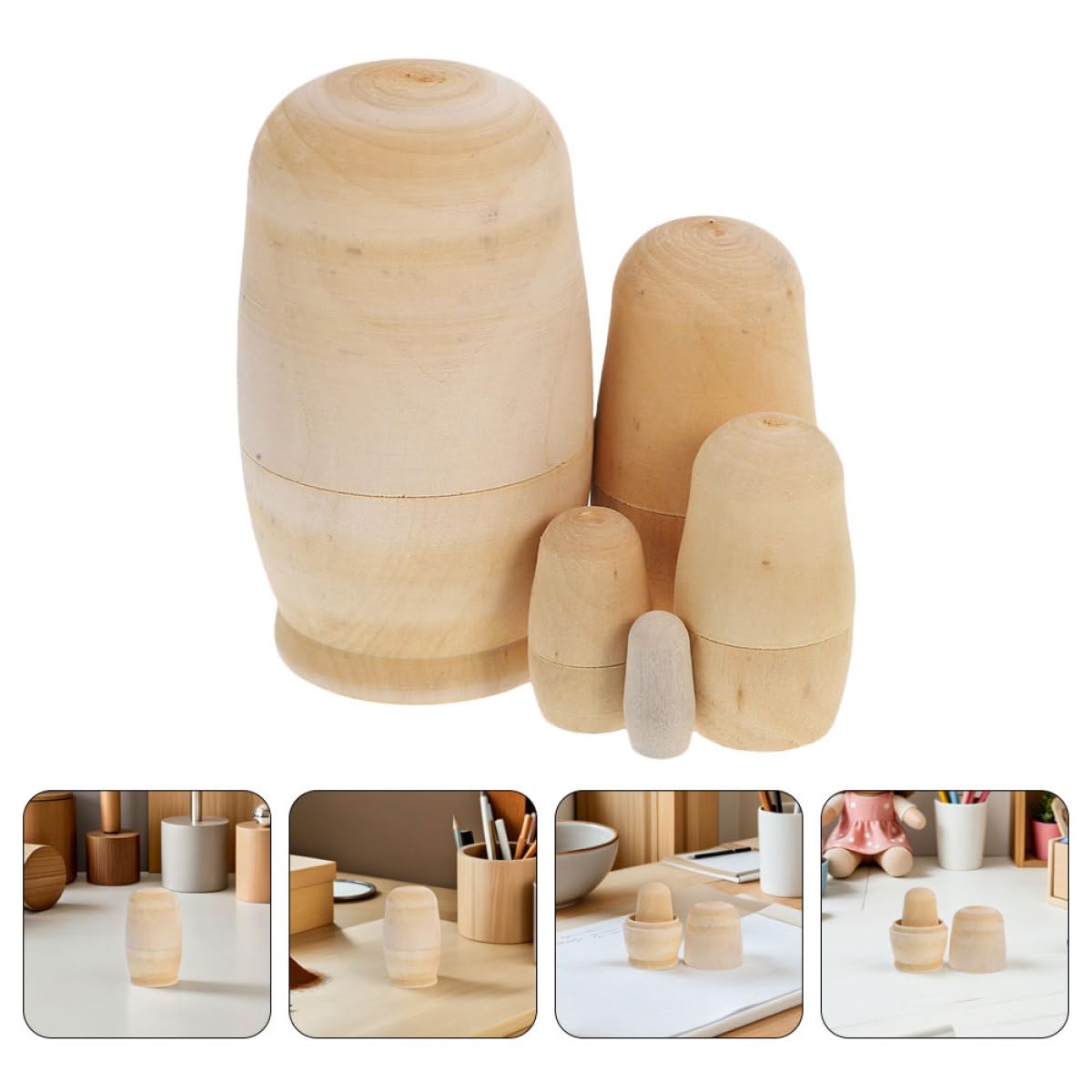 GARVALON Matrioska Russa Bianca 5 Set in Legno per Bambini e Adulti
