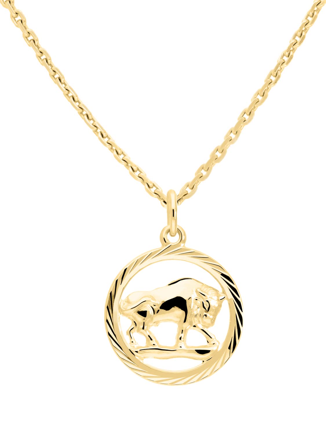My Gold Pendentif Zodiaque (Sans Chaîne) Or Jaune Véritable Or 333 (8 Carats) Ø 15mm Signes Ronds du Zodiaque Horoscope Gavno MOD-04433