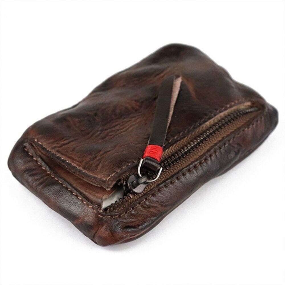 Lpitoy Men's Style2 Vintage Coin Pouch For Leather Coin Purse Cash Wallet Coin Holder Money Pouch Zipper Change Bag