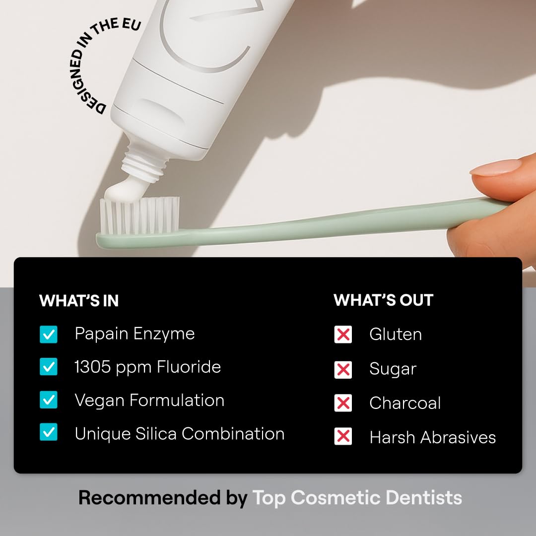 Enlighten White Teeth Whitening Toothpaste, 4 Modes of Stain Removal, Enamel Protection, Dentist-Approved Fluoride Toothpaste, Restores Gloss, Improves Colour, Removes Plaque, Vegan, 75ml