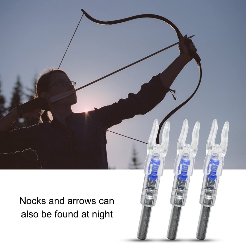 DONGKER Tir L'Arc Coco, 10 Pièces Coques Illuminées Automatiquement pour Tiges de Flèches de 6,2 mm de Diamètre pour Chasse Tir