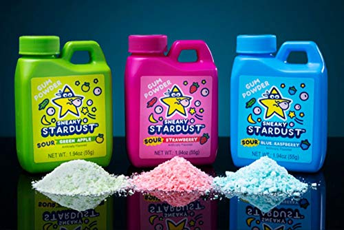 4 Pack Sour Sneaky Stardust Powdered Chewing Gum- Delicious Candy Powder That Turns into Gum as You chew!