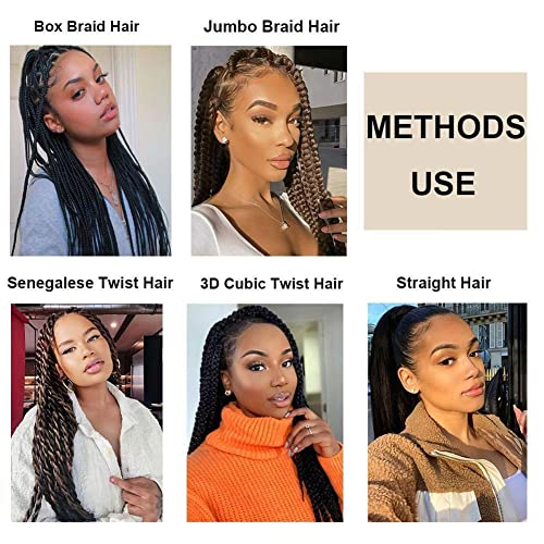 Soku Pre Stretched Braiding Hair Extensions 24 Inch - 4 Bundles Jumbo Knotless Box Braids Professional Synthetic Crochet Braid Natural Ez Braid Yaki Dark Wine Hair Bundles #TOP5