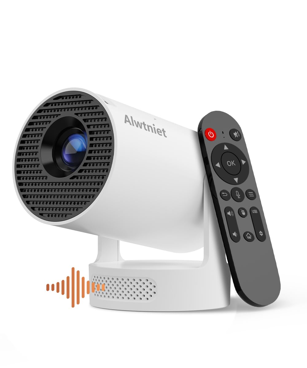 2026 HY300Pro+ Mini Proiettore 4K con Wi-Fi 6 e Bluetooth 5.4, Altoparlante Soundbase da 5W, Correzione Trapezio Verticale Automatica, Rotazione a 180°, Proiettore Portatile per Casa e Esterno