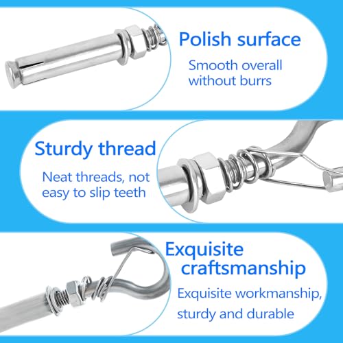 Fatiya 5 Pack Expansion Concrete Wall Anchors Eye Bolts Screw, 304 Stainless Steel Concrete Wall Hooks - Image 3
