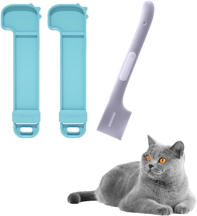 3 Pack Cat Creamy Treats Feeder Puree Tube Squeezer Holder Dispenser with Kitty Wet Food Can Spoons Feeding Scoop for Cats Pets Dogs Lickable Strip Squeezable Paste Pate Bar