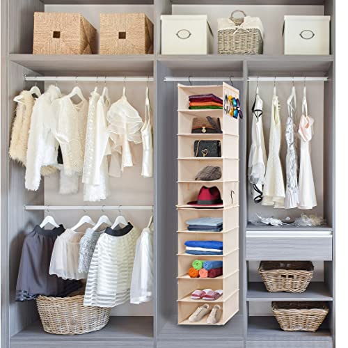 Amzok Hat Rack For Closet Organizers And Storage, Fedora Panama Cowboy Summer Sun Hat Holder Wide Brim Cap, Hat Organizer 10 Shelves Storage Container (Beige) #TOP7