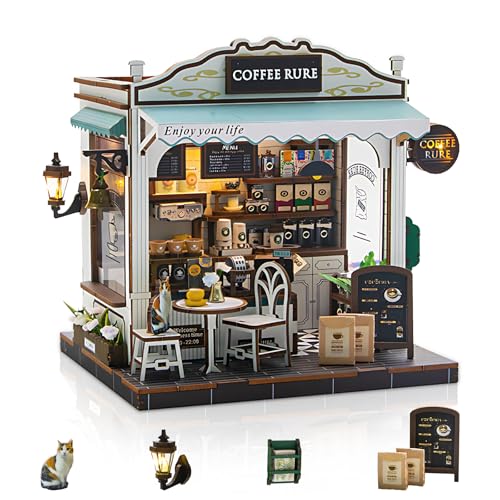 Foyucool Miniatur Haus Bausatz für Erwachsene, Qingcui Coffee Cottage, DIY Diorama Modellbau mit Möbeln, Kreatives Bastelset zur Regal Dekoration, Einzigartiges Geschenk für Geburtstage und Muttertagd Foyucool Miniatur Haus Bausatz für Erwachsene, Qingcui Coffee Cottage, DIY Diorama Modellbau mit Möbeln, Kreatives Bastelset zur Regal Dekoration, Einzigartiges Geschenk für Geburtstage und Muttertagd