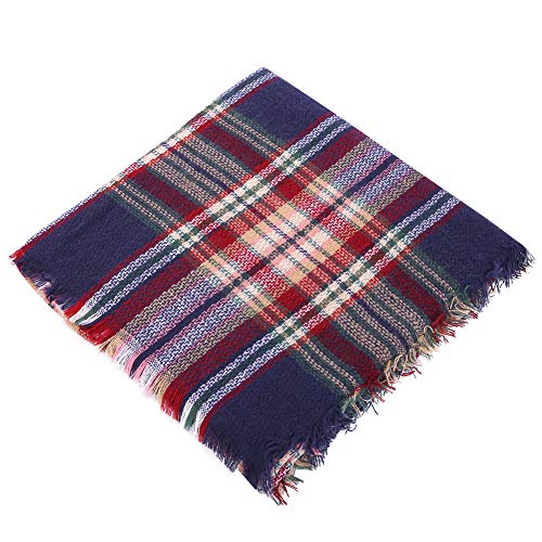 Bess Bridal Women's Plaid Blanket Winter Scarf Warm Cozy Tartan Wrap Oversized Shawl Cape