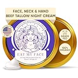Eat My Face Grass Fed Tallow Night Cream for Face – Hydrating Anti Wrinkle Cream for Face with Shea Butter, Cocoa Butter & Vitamin E | Anti Aging Men & Women Restorative Night Moisturizer, 4.0 fl oz