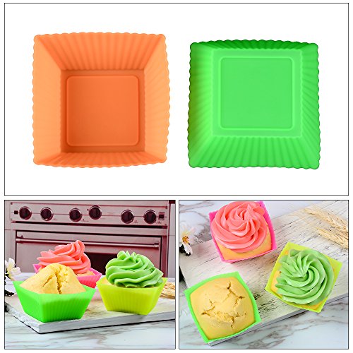 48 Pack Silicone Baking Cups Cupcake Liners - Reusable Silicone Molds Including Round, Rectanguar, Square, Flower Bpa Free Food Grade Silicone #TOP3