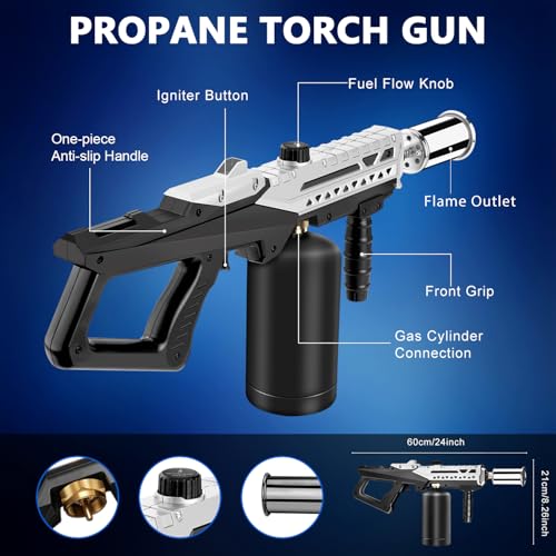 Image of ARTFLAMM Powerful Propane Torch Gun with Adjustable Flame, Cooking Torch for BBQ, Searing Steak, Campfire, Charcoal Grills & Sous Vide - Flamethrower Blow Torch Lighter (Tank Not Included)