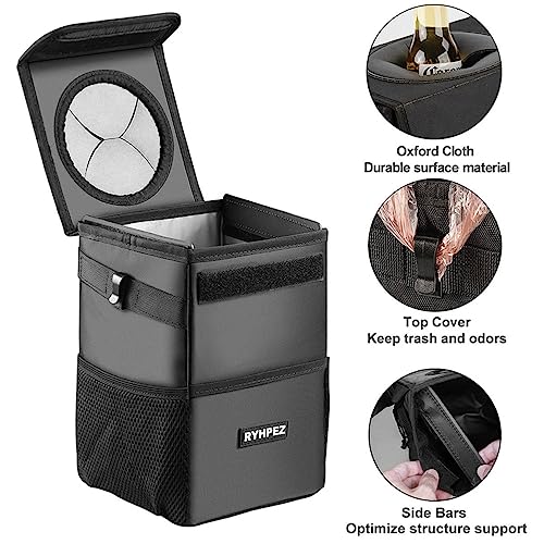 Ryhpez Car Trash Can With Lid - Car Trash Bag Hanging With Storage Pockets Collapsible And Portable Car Garbage Bin #TOP2