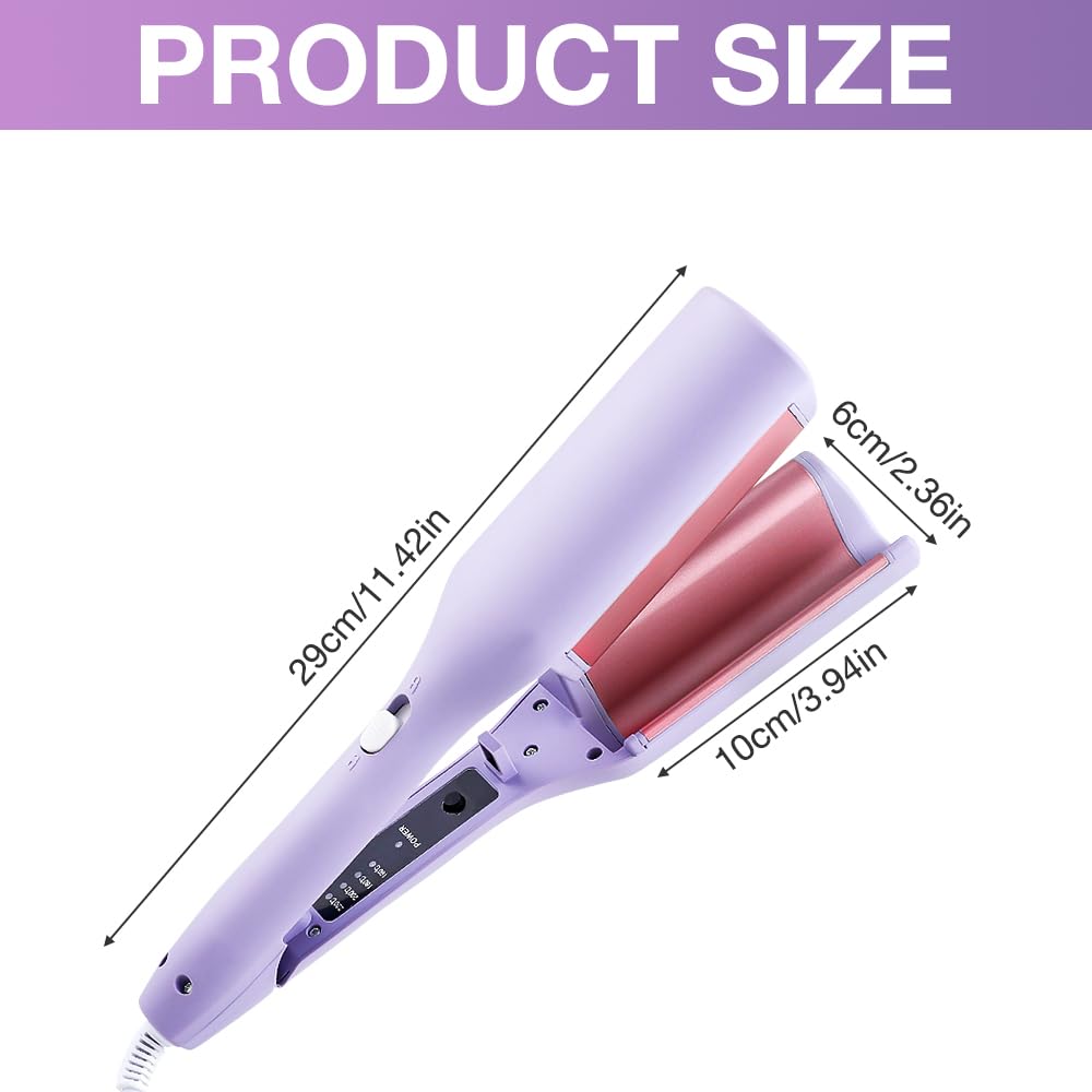 Fer à Onduler, 32mm Fer à Friser, F-er à Onduler Wavy avec 4 Réglages de Température, Beach Waves pour les Cheveux Courts/Moyens/Longs