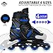 Crazy Skates Adjustable Inline Skates for Girls and Boys - Adjust to fit 4 Sizes - Model 148 - Black/Blue (Size: Large | 5-8)