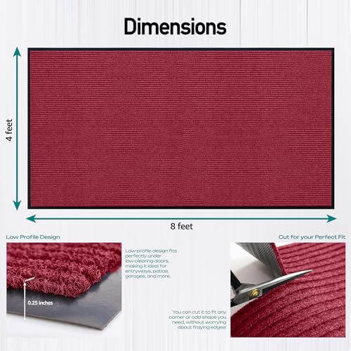 Image of MaxMat Extra Large Commercial Door Mat, Rubber Border Heavy Duty Door Mat, Waterproof, Low-Profile, Easy to Clean, Rubber Entry Mat. (Red, 4 x 8 Feet)