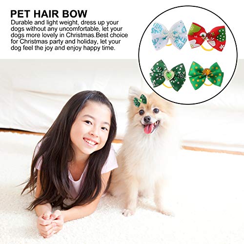 Balacoo 50pcs/Pack Dog Hair Bows for Christmas with Rubber Bands Dog Bows Bowknot Christmas Dog Bows Snowman Dog Topknot Bows Pet Grooming Products - Image 8