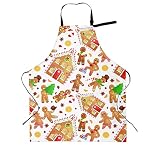 Christmas House Gingerbread Man Furits Funny Bbq Adjustable Apron For Women Men Birthday Gifts Grill