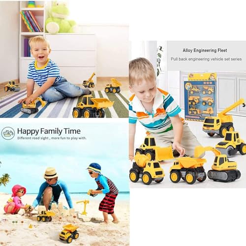 Image of 6 in 1 Bulldozer and Crain Excavator Trucks Convert Friction-Powered Unbreakable Pull-Along Back Construction Vehicle Trucks Toy Ideal for Playing Kid's and Children's