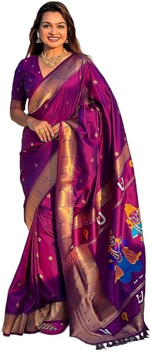 Womens Kanjivaram Banarasi Silk Saree Patola saree with Unstitched blouse piece