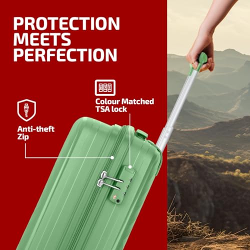 Image of VIP Quad Pro Cabin 55 Cm 8 Spinner Wheels Trolley Bags for Travel, Hard Case Lightweight Bag with TSA Lock, Anti-Theft Zipper & Premium Interiors (Green) (Small)