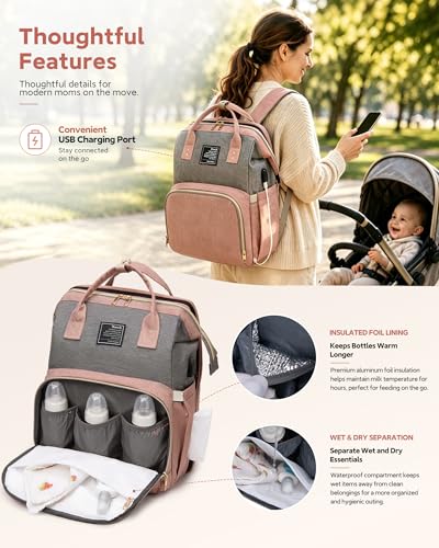 Image of houscly Diaper Bag Backpack with Changing Station,Baby Bags New Mom Gifts Panaleras Para Bebe Baby Girl Newborn Essentials Must Haves Baby Shower Gifts Baby Registry Search Light Blue
