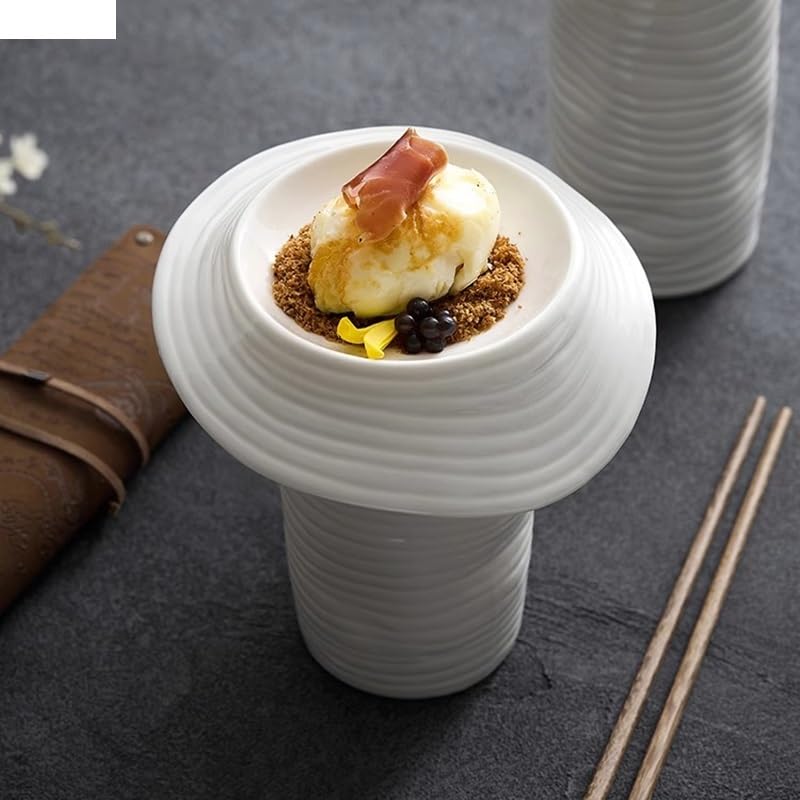 Platos de aperitivos para pasta, platos creativos de cerámica de base alta, plato de postre con rosca irregular para restaurante, plato de aperitivos, plato de sushi, vajilla especial, platos par