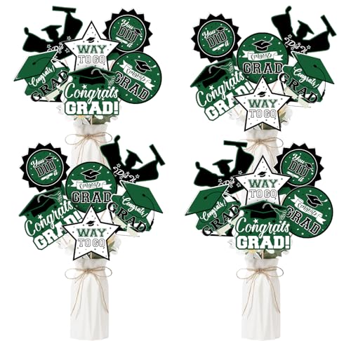 Image of 24Pcs Graduation Party Decorations Class of 2026, Graduation Centerpieces for Tables, 2026 Congrats Grad Party Centerpiece Stick Table Toppers for Graduation Party Supplies (Green)
