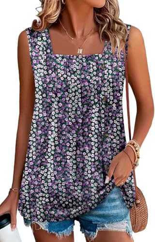 KISSMODA Womens Boho Tops for Summer Sleeveless Tanks Loose Fit Casual Blouse Daily Shirts for Leggings (S-3XL)