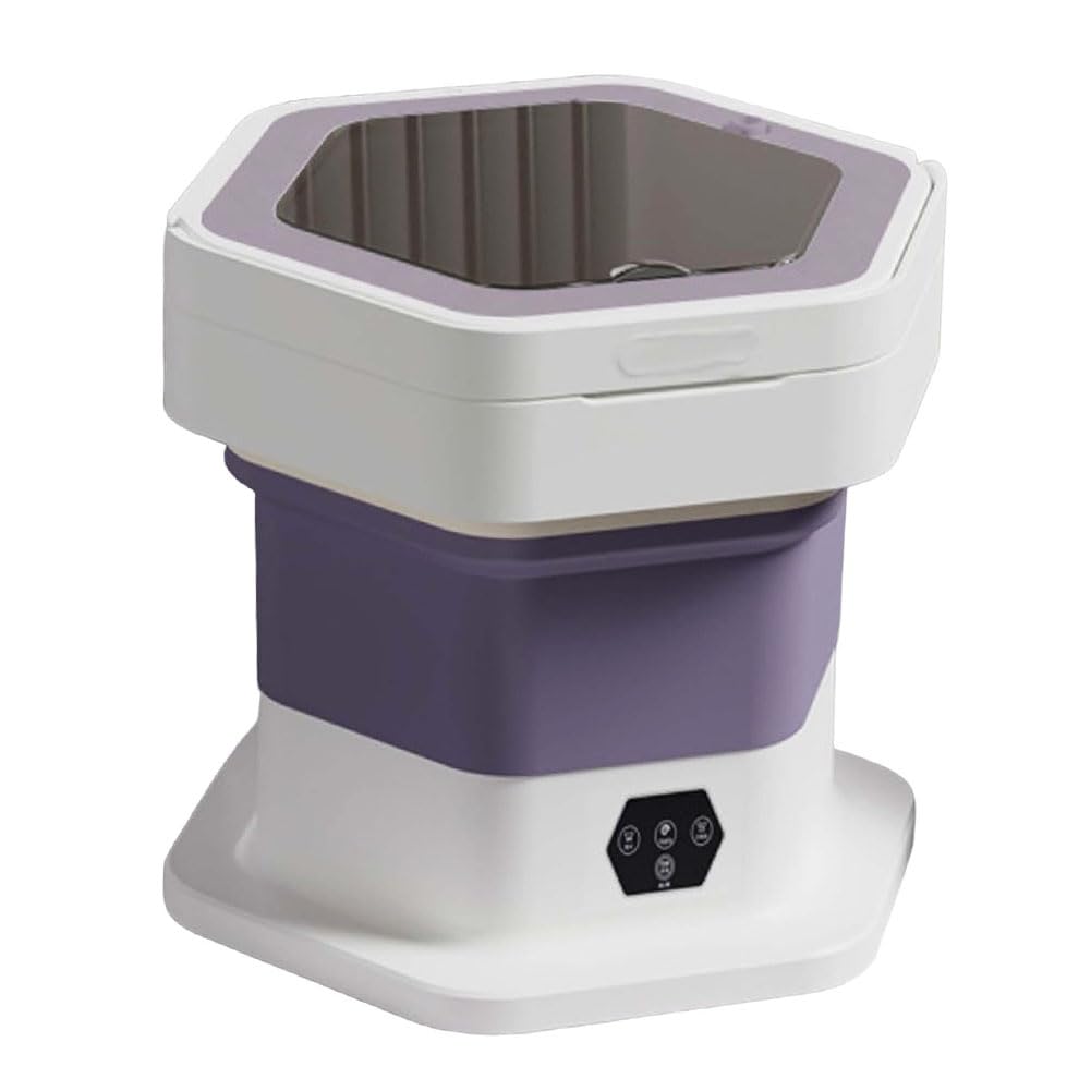 Mini Lave Linge Portable, Mini Machine à Laver Portable 8L avec Panier égouttoir 3 Modes Commande Tactile Intelligente Poignée Escamotable Purple