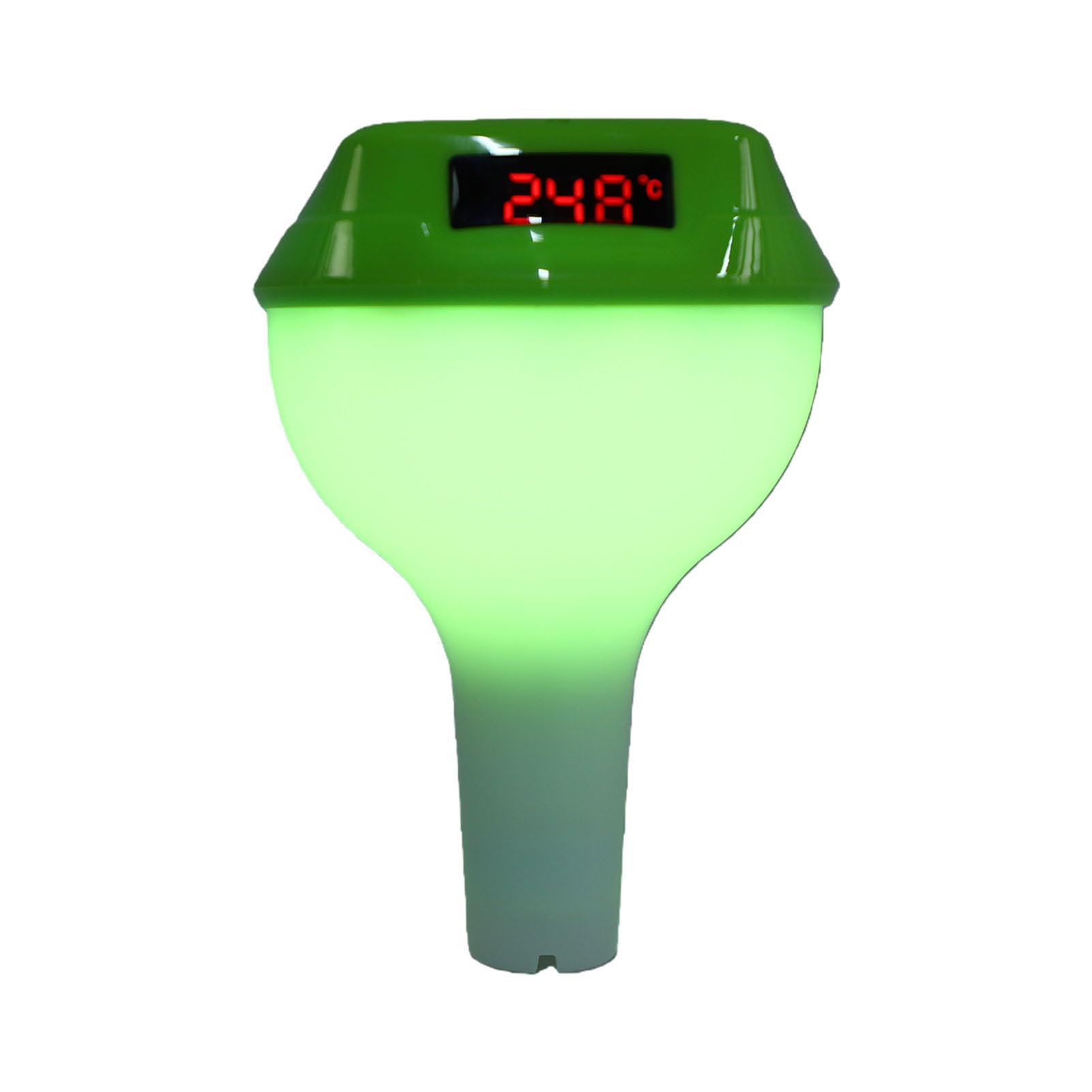 PUSOKEI Solares Digitales Poolthermometer mit Seil, Schwimmendes Kabelloses Poolthermometer mit RGB-Umgebungsbeleuchtung, Extra Großes Display mit Hintergrundbeleuchtung für Einfaches (GREEN)