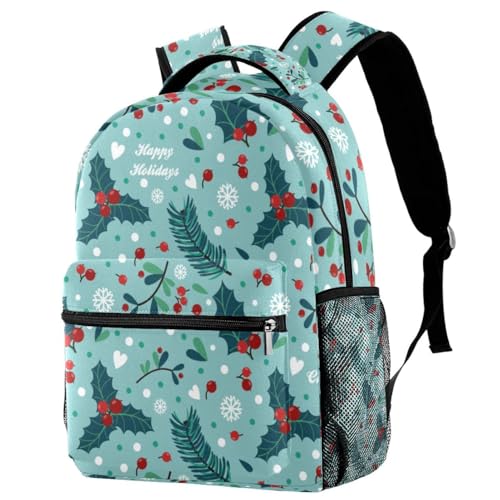 Sac à dos d'école baies et feuilles grand sac à dos décontracté multicolore pour ados
