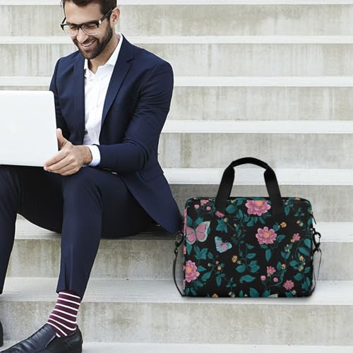 Maletín para laptop con diseño floral rosa 13-15.6 pulg miniatura 3