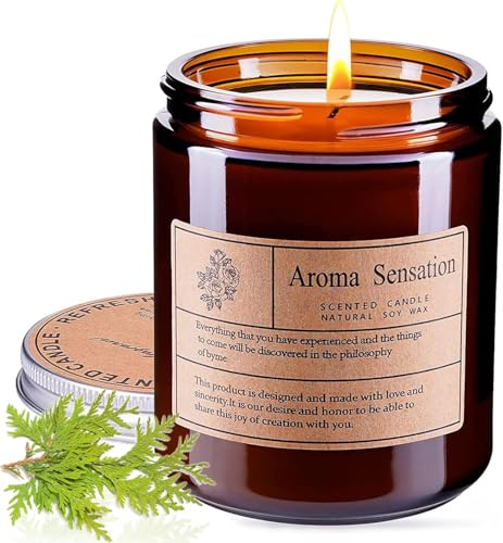 Image of VERVENIX Pack of 1 Aroma Sensation Scented Candle - Delicate Aroma | Natural Soy Wax & Essential Oils | Long-Lasting Candle for Relaxation, Meditation & Home Decor