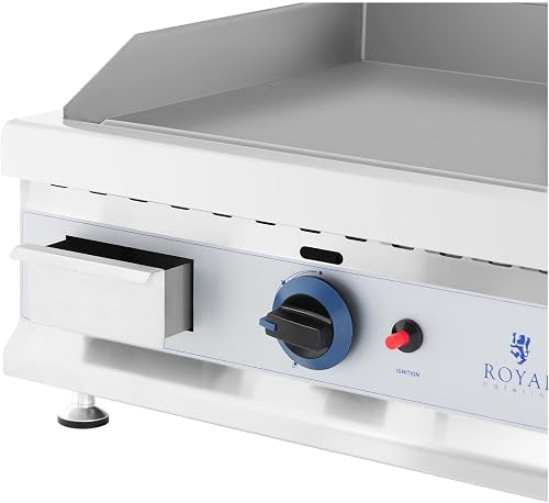 Royal Catering Plancha À Gaz Naturel En Inox Grill Professionnel 75 cm 2 Zones De Cuisson RC-GGF750 (Plaque 74,5 x 40 cm, 20 mbar, Gaz naturel, 50-300 °C, Lisse, Évacue La Graisse) - 2