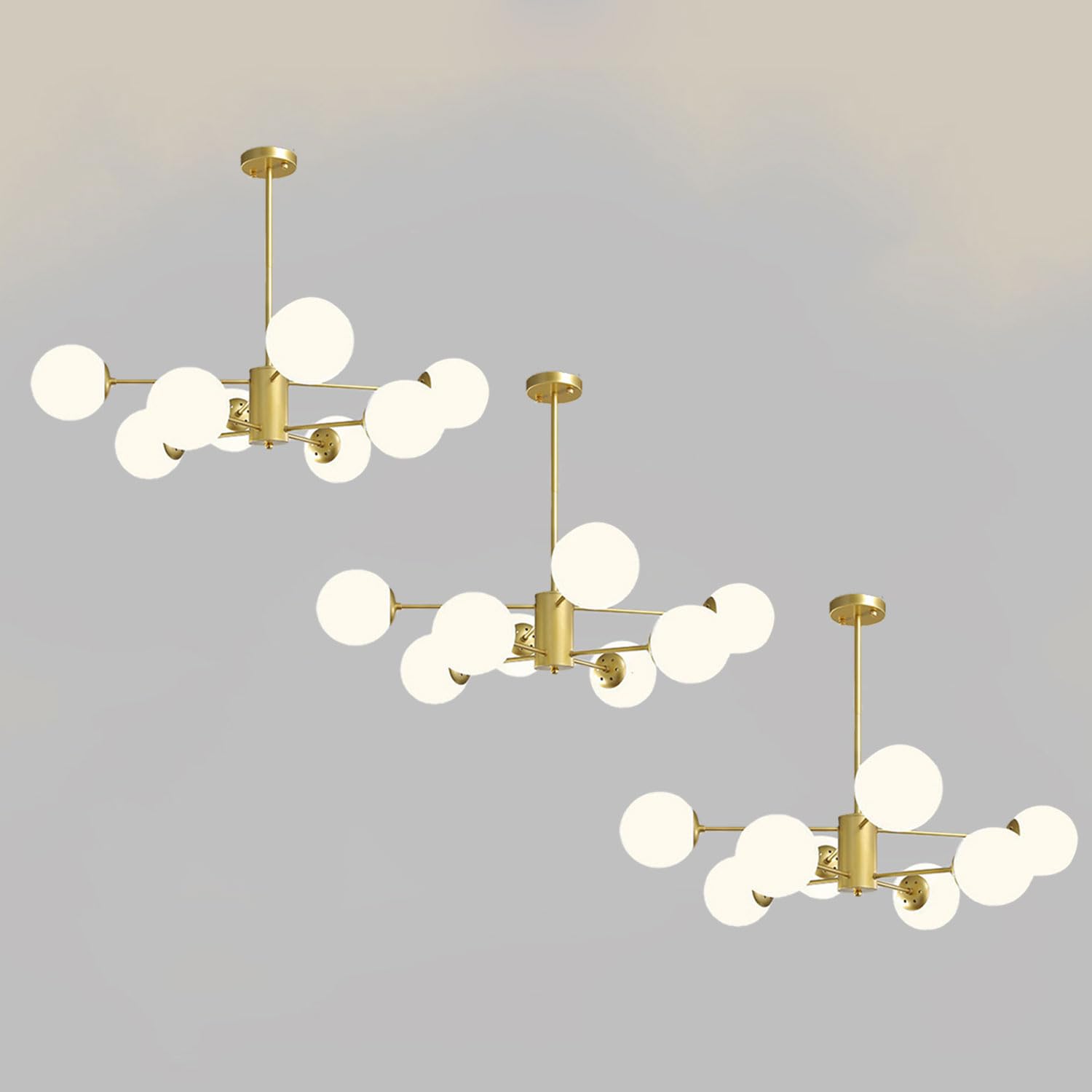 Lustre moderne du milieu du siècle plafonnier minimaliste industriel 8 lampes E27