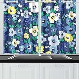 ALALAL Blackout Curtains for Kitchen Eyelet Thermal Insulated Room Painted Flowers Seamless Vector...