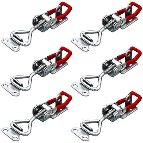 Parthan Lot de 6 fermetures à cliquet en fer galvanisé 4001 - 3 trous - En acier inoxydable - Pour armoires, armoires et caisses - Charge maximale : 100 kg