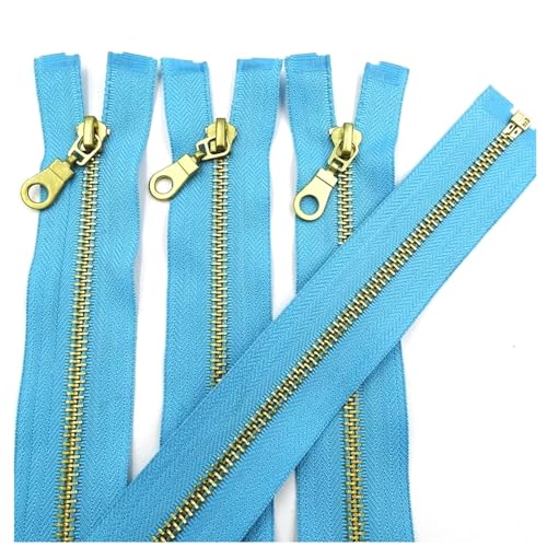 AITIHYA 5# Fecho de metal com fecho de correr de metal de latão para casaco, azul, 40 cm