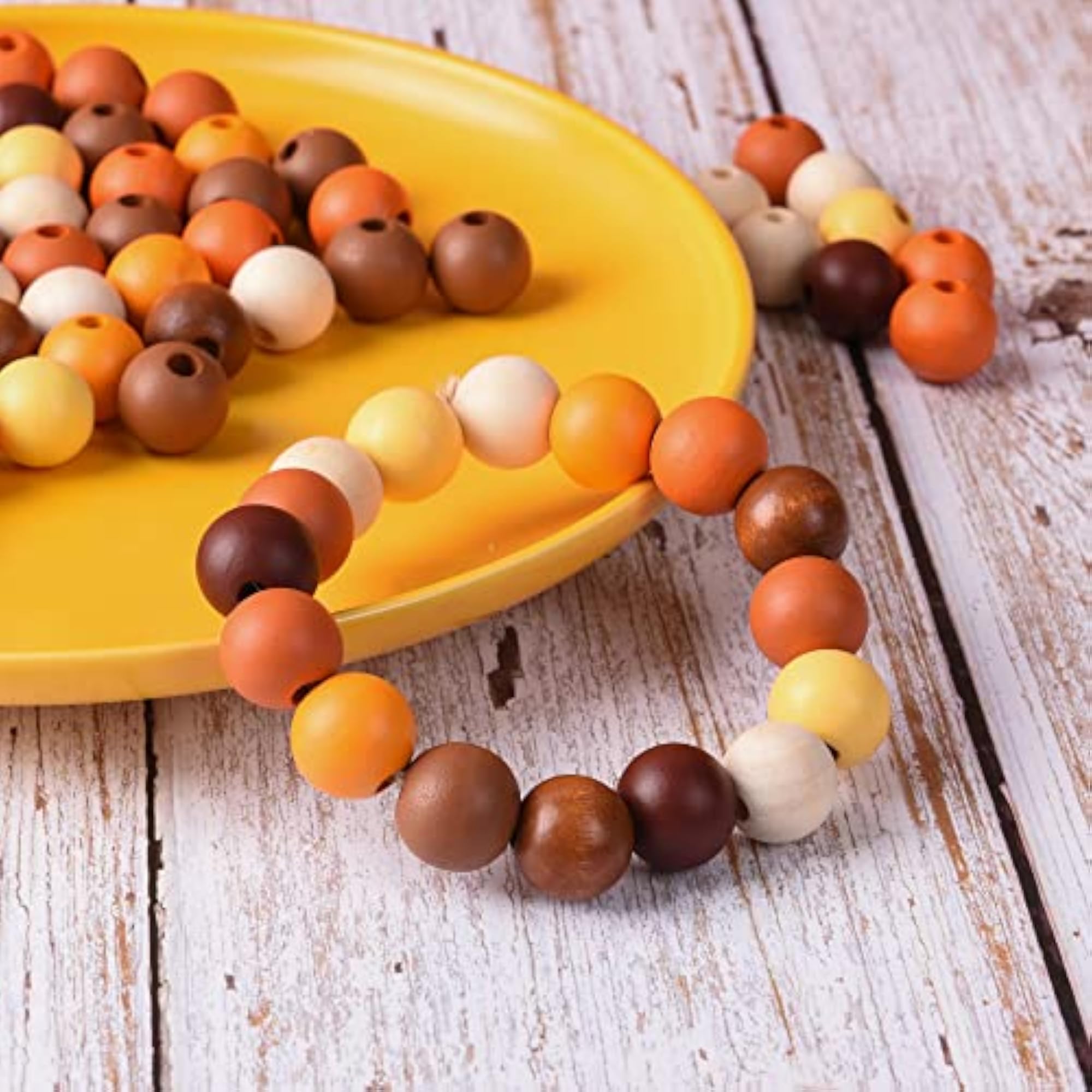 240 Pieces Fall Wooden Beads for Thanksgiving Craft Jewelry Making