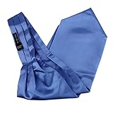 Dan Smith Men Long-Self Ascot Blue Satin Solid Long-Self Ascots 135-Cm-Long Tall Pretty Tuxedo C.C.AQ.G.009 Royal Blue