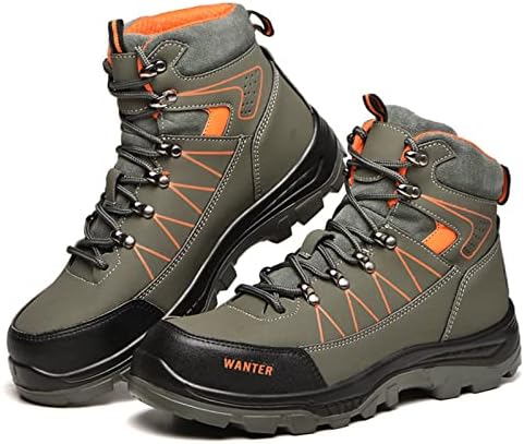 Micoklinlin Steel Toe Shoes for Men Lightweight High Top Waterproof Work Sneakers Comfortable Breathable Industrial Construction Outdoor Boots Green