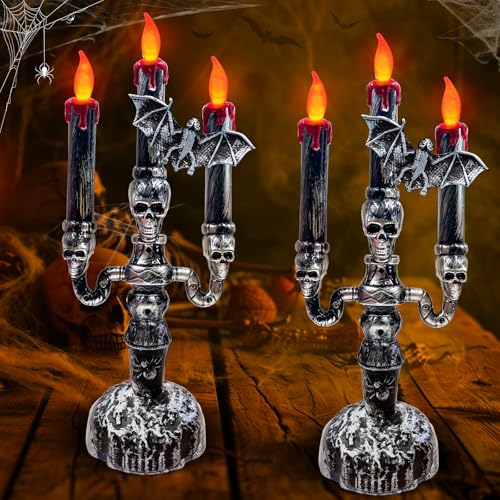 Image of 2 Pack Halloween Decorations Halloween Candles Flameless LED Lights