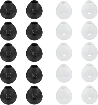 10 Pairs Silicone Earbud Covers - Tips and Pads Replacement Compatible With Samsung Galaxy Note 5/Note 7/S7/S6/S6 Edge/Level U Bluetooth Wireless Earbuds Black & White